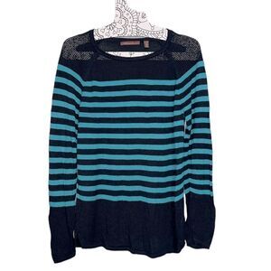 𝅺525 America Rayon Long Sleeve Stripes Mesh Knitted Top